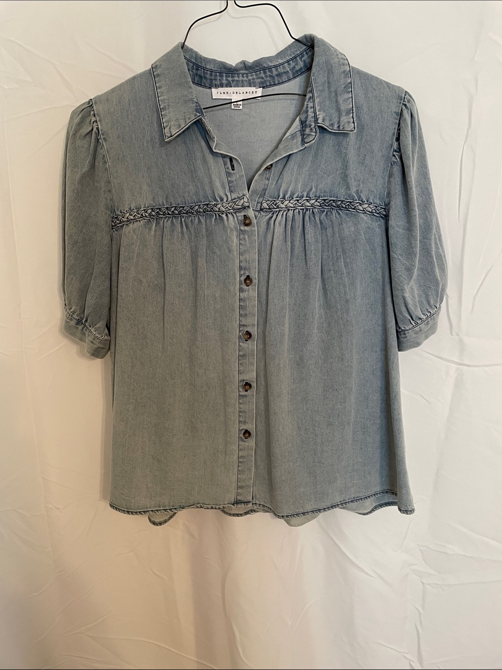 Jane and Delancey Light Denim Button-Front Blouse